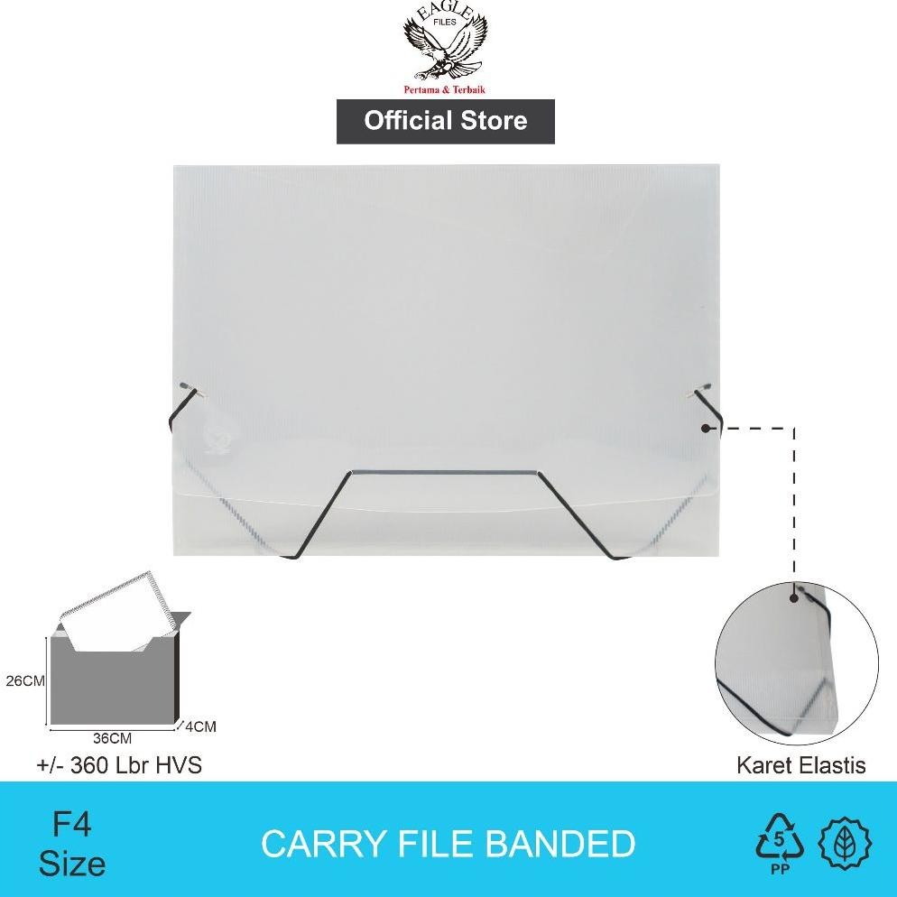 

Carry File Banded EAGLiles Tebal 4 Cm F4 (Folio) Tas Dokumen Map Dokumen Tali Karet Elastis Transparan