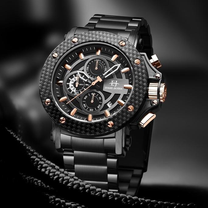 Grosir Diskon Evans Jayden Jam Tangan Pria Ej 9842 Rantai Stainless Steel Chronograph Kaca Sapphire 