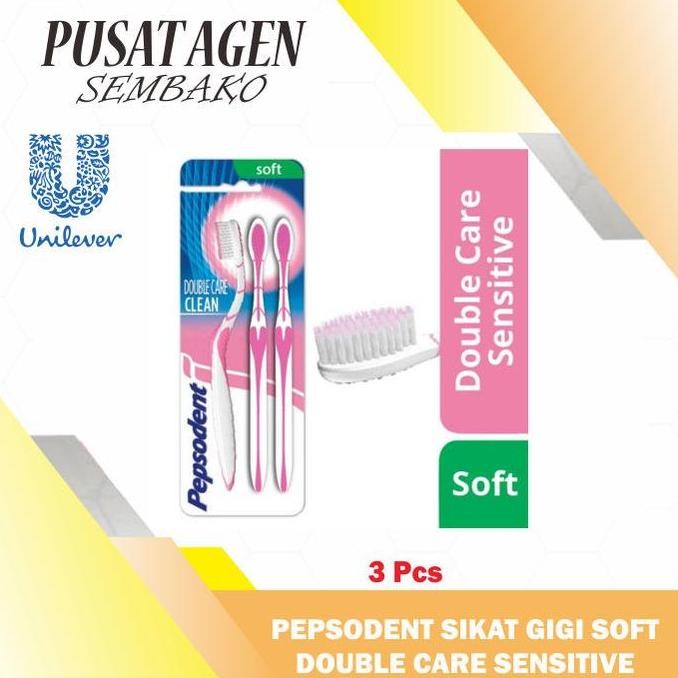 

PEPSODENT SIKAT GIGI DOUBLE CARE SENSITIVE SOFT 3 PCS BIJI PEPSODEN TERMURAH