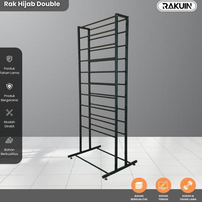 RAK HIJAB DOUBLE display sarung-hijab-kado rak susun besi RAKU