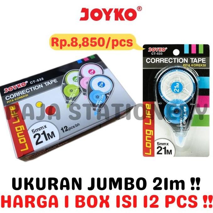 

JOYKO CORRECTION TAPE 21m JUMBO TIPEX KERTAS JOYKO TIPX CT-533 BOX LUSIN [12PCS]