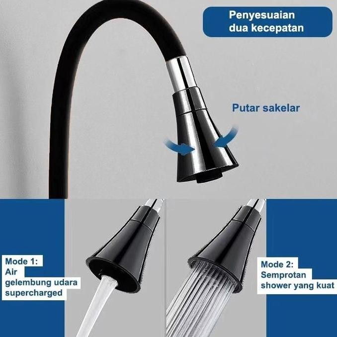 Tersedia SUS304 Kran Angsa Fleksibel Kran Cuci Piring Hitam Kran Cuci Piring Dinding Anti Karat Air 