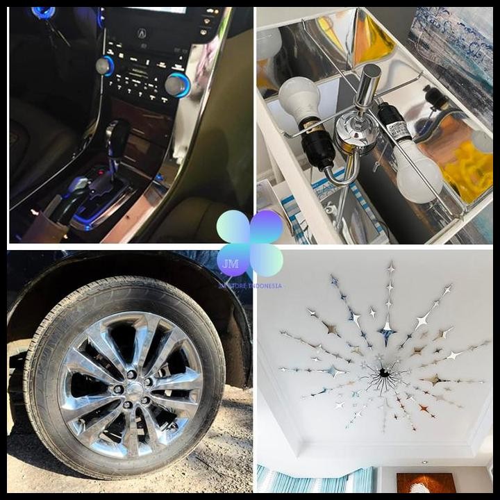 Stiker Mirror Chrome Silver Fanchi Skotlet Krom Lentur Tahan Panas Termurah