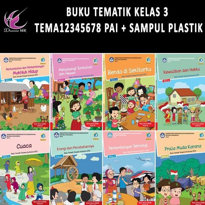 ready stock Buku Tematik SD Kelas 3 Tema12345678 PAI + Sampul Plastik