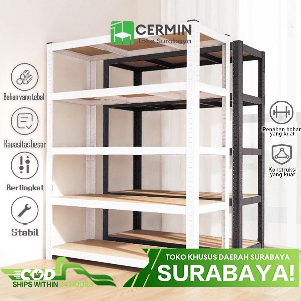 NEW [ ]Rak Besi Siku 6 Susun Rak gudang Serbagun Rak Gudang 6 Susun Rak Besi Adjustable 120x50x180CM