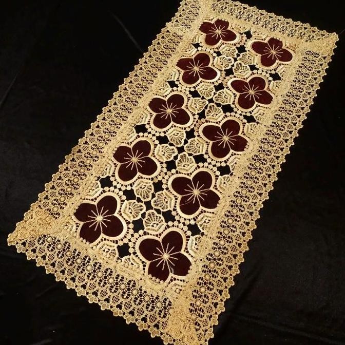 Promo Taplak Meja Tamu Persegi Panjang Mewah Bordir Impor Minimalis