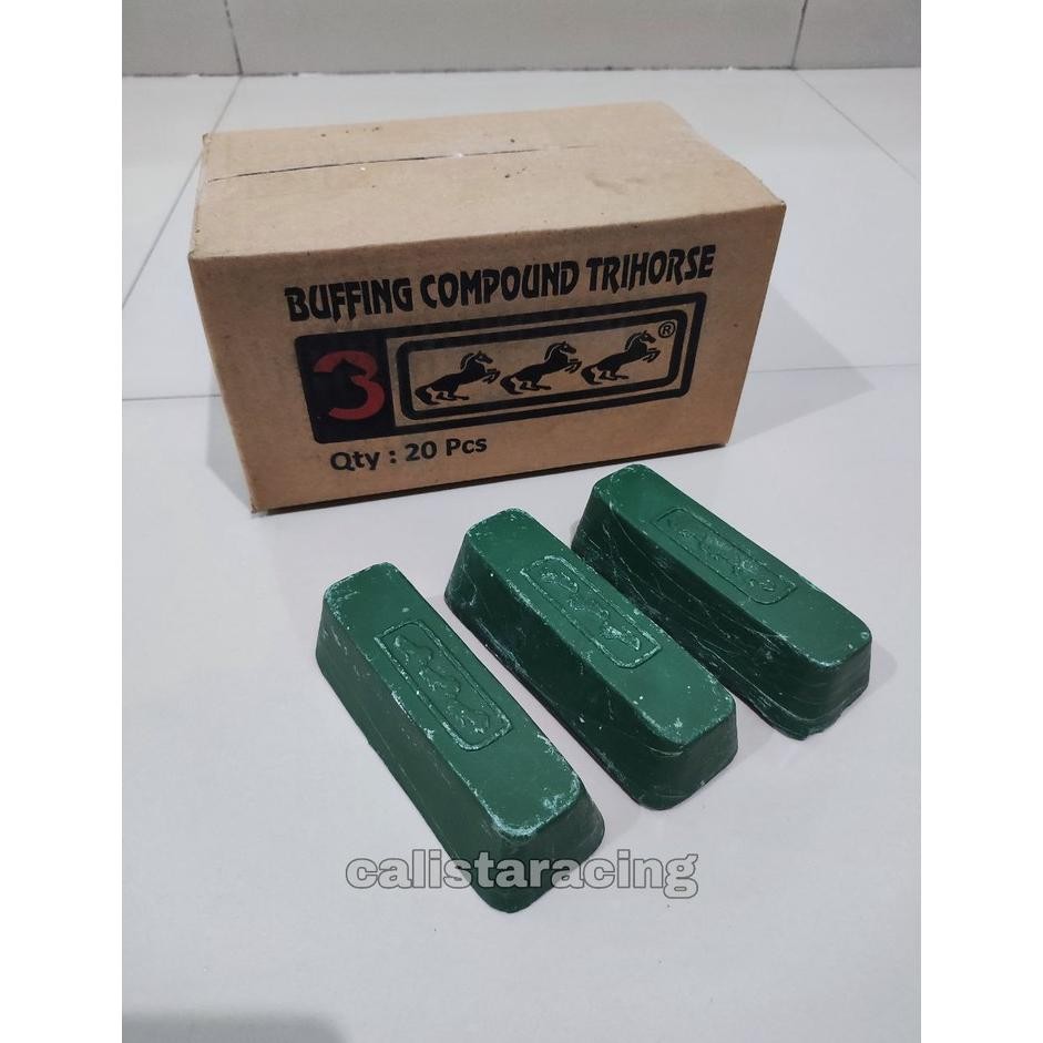 Ready Batu Ijo Tri Horse Mini / Batu Poles Hijau / Poles Logam Alumunium Besi Stainless Babet Kuning