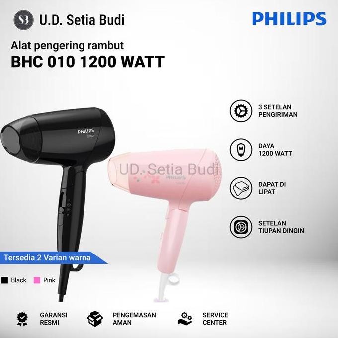 Pengering Rambut Philips Hair Dryer 1200 W BHC 010 Black