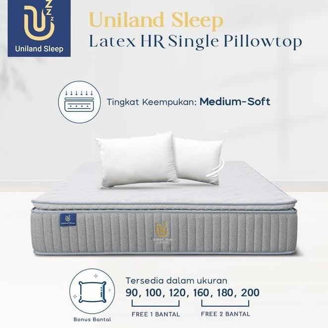 Kasur Pocket Spring Bed Latex HR Single Pillowtop 30cm Uniland Sleep