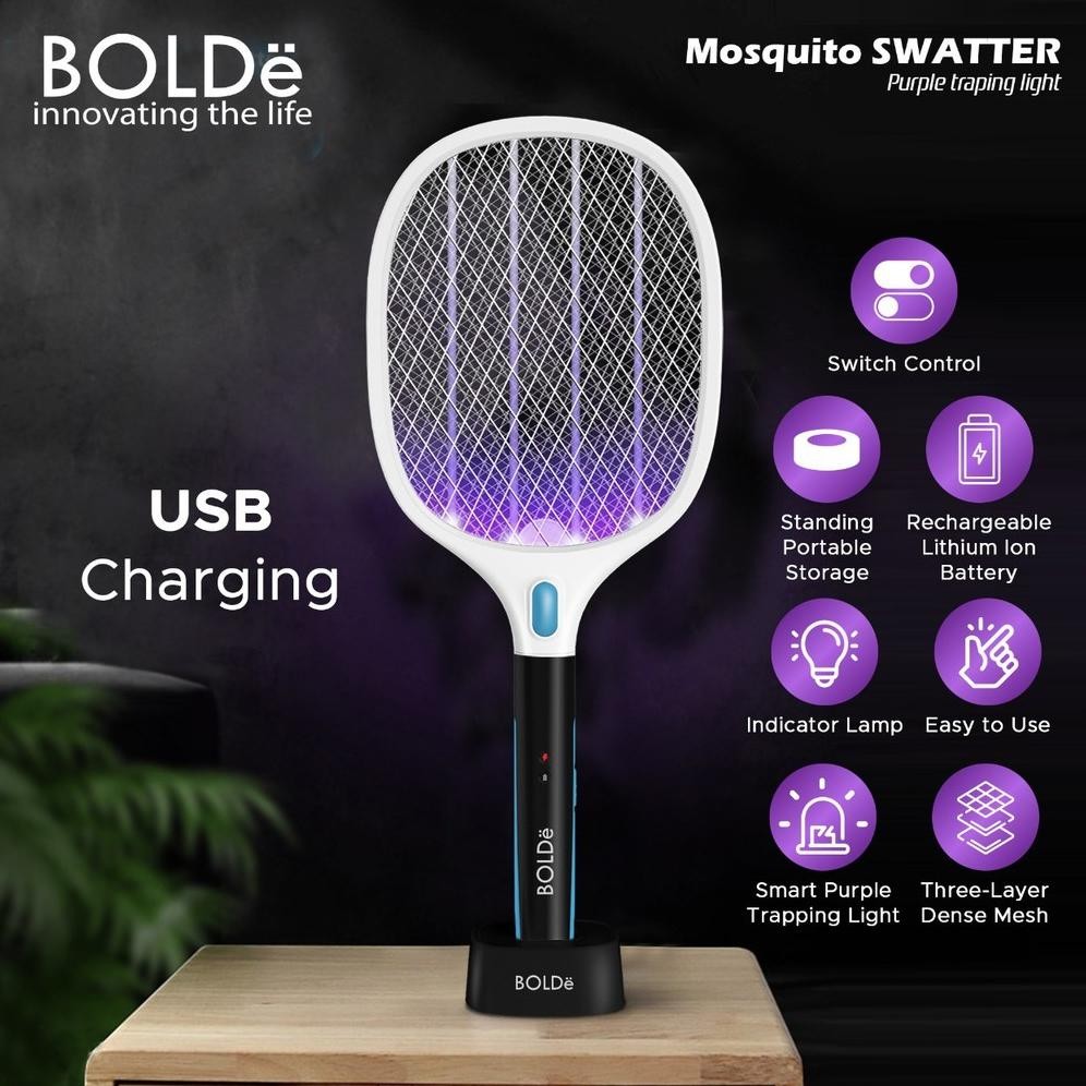 RAKET NYAMUK BOLDE / BOLDe SMART SUPER SWATTER RAKET NYAMUK OTOMATIS 2 IN 1