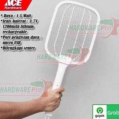 Raket Nyamuk Insect Killer Mosquito Killer Rechargeable White Krisbow Original Ace