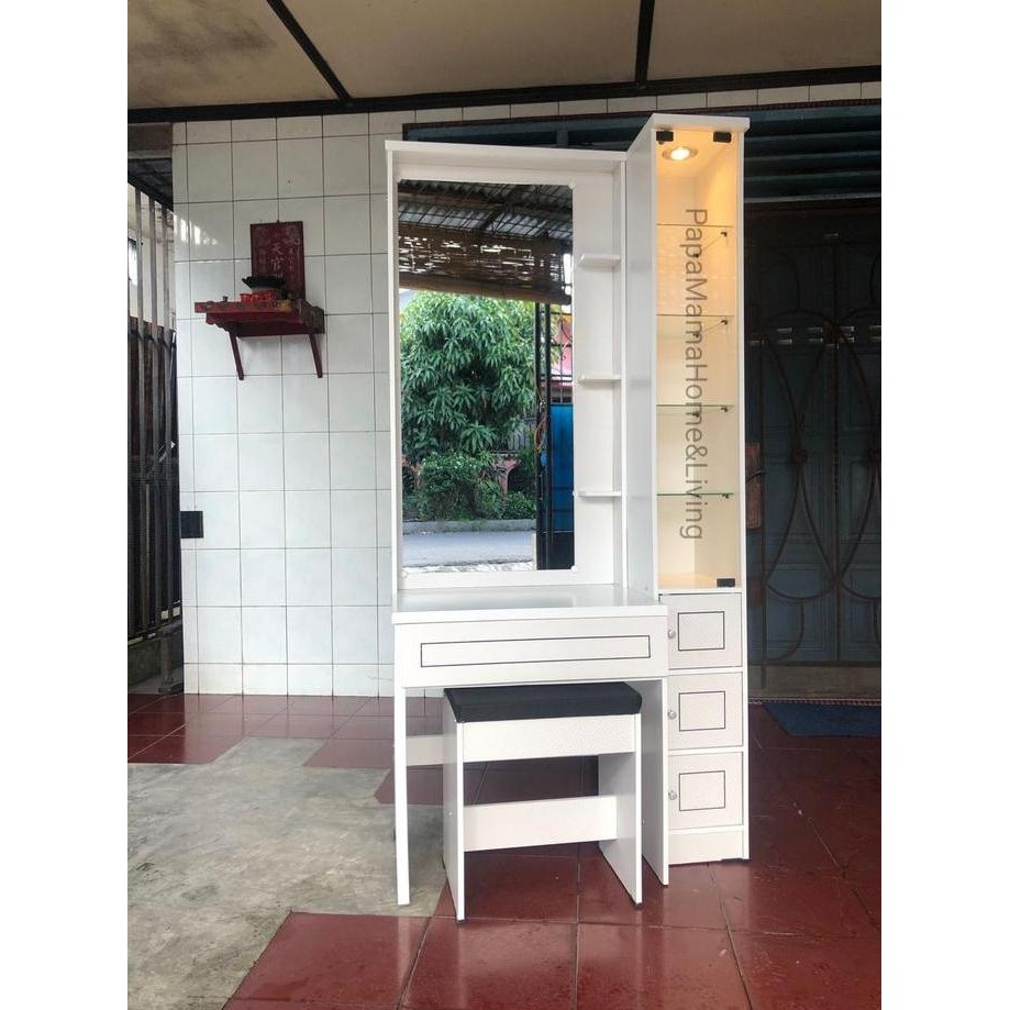 Meja Rias Minimalis - Meja Rias Putih Dan Berlampu - Medan Co