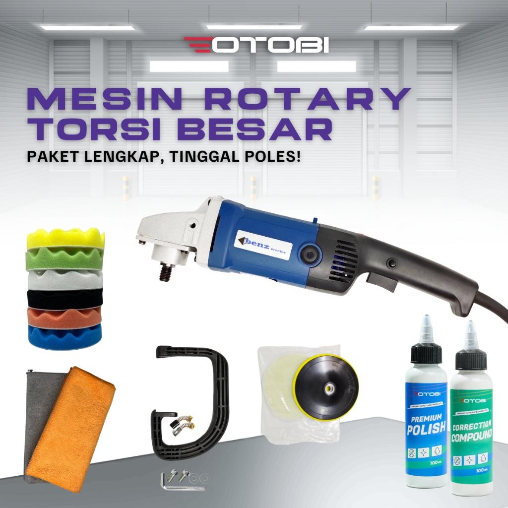 Paket Hemat 5" Mesin Poles Benz Werkz Bz 8207 Rotary - Torsi Besar - Speed Tinggi - Alat Polishing