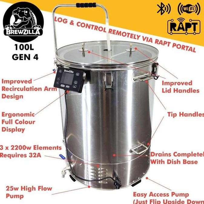 +++++] Kegland 100L BrewZilla Gen 4 with 25w Pump 2200w/2200/2200w - 220-240V AC Single Phase KL2746