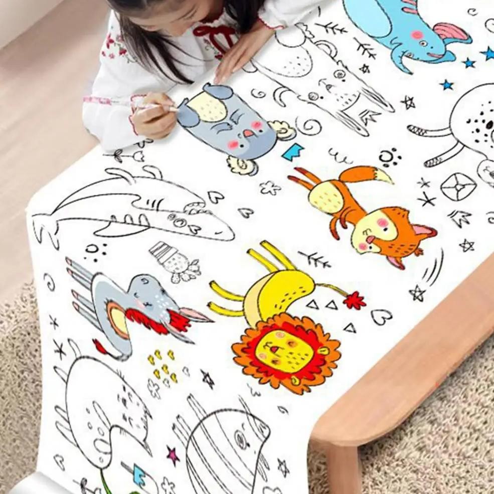 

Graffiti Scroll Coloring Paper Roll Animals Drawing Tablecloth Colorfast Children'S Drawing Roll Sticky Color Filling Paper