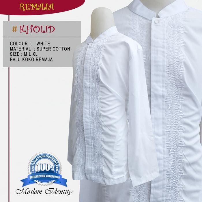 Gharim- Baju Koko Putih Remaja Tanggung Lengan Panjang