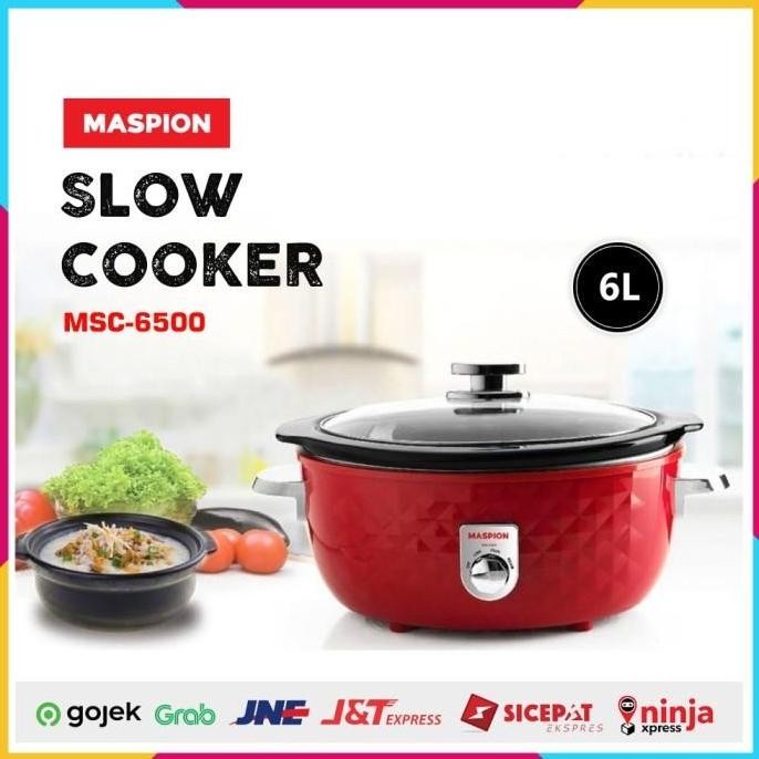 @#@#@#] Slow Cooker Maspion MSC 6500 / Rice Cooker Ceramic Lowat 6 Liter Merah