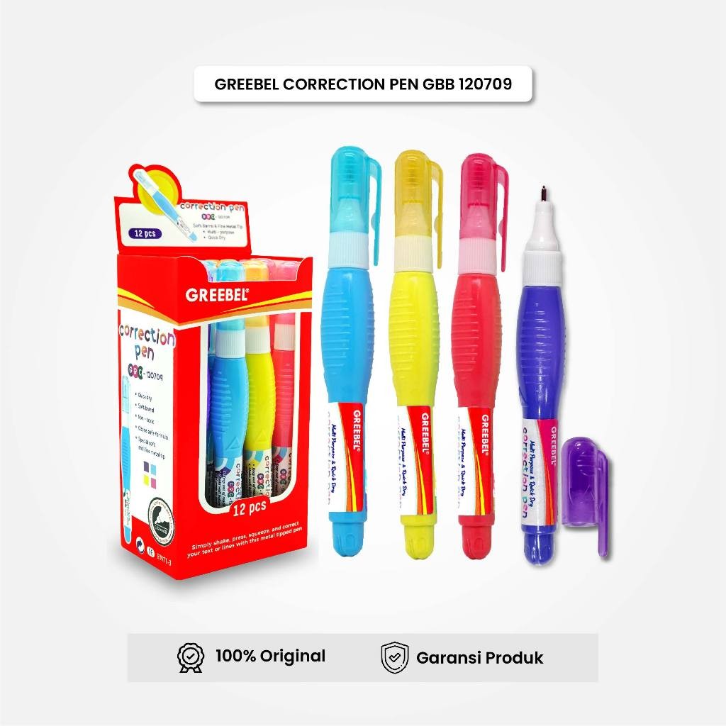 

Correction Pen GBC 120709 / Tipex Cair / Tip X / Tipe Ex Cpt Kering Gk Bau Utk Atk / Anak Sekolah GREEBEL / Vemilo