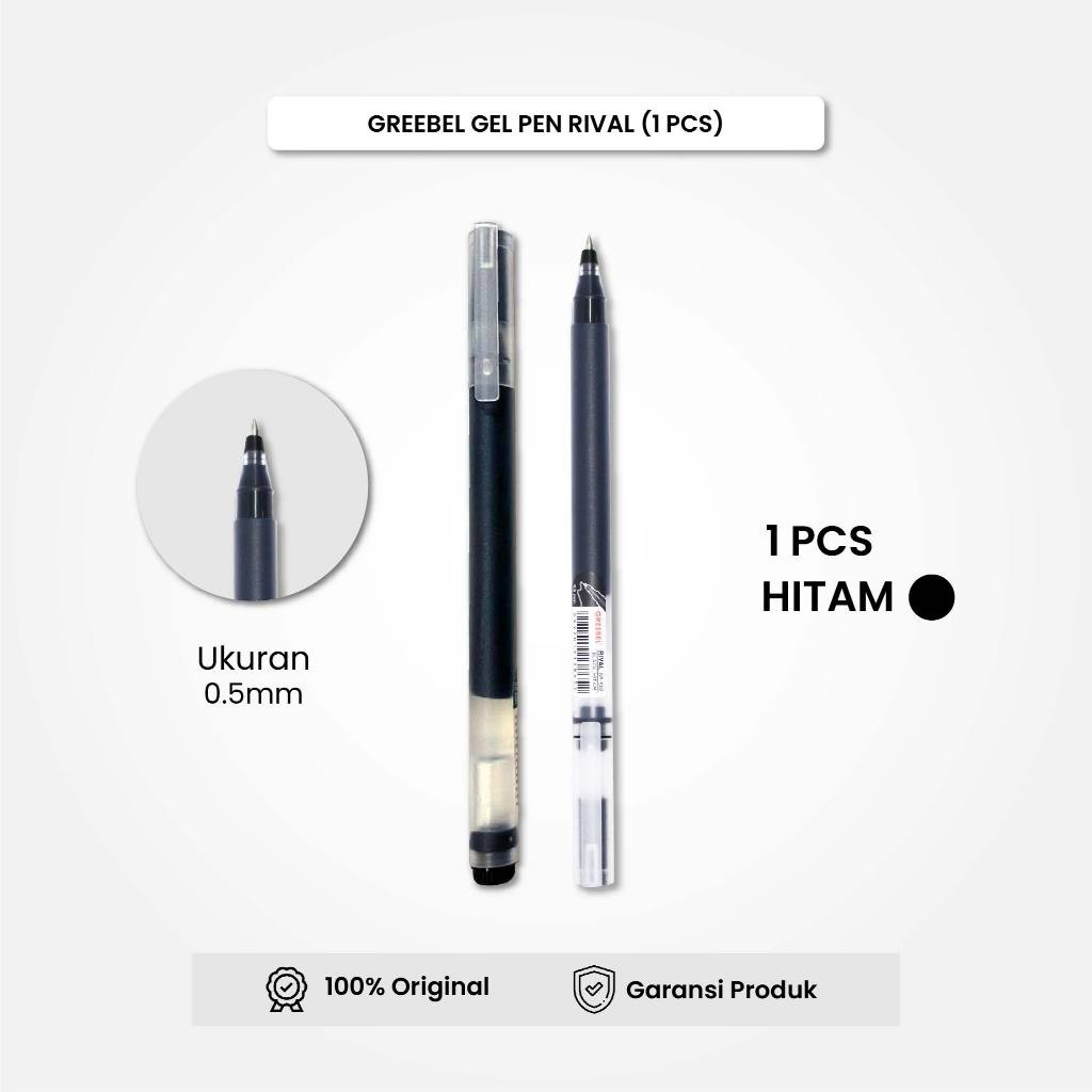 

GREEBEL Gel Pen Pulpen Gel Rival GP-502 0.5 Hitam (1PCS) / Pulpen Gel Murah Grosir