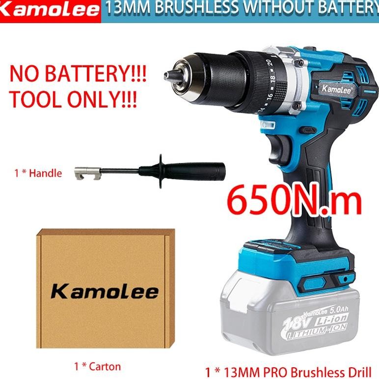 RADEN Kamolee 13mm 650N.M Torsi Tinggi 2450Rpm Obeng Bor Listrik Tanpa Sikat Tanpa Kabel Pemasangan 