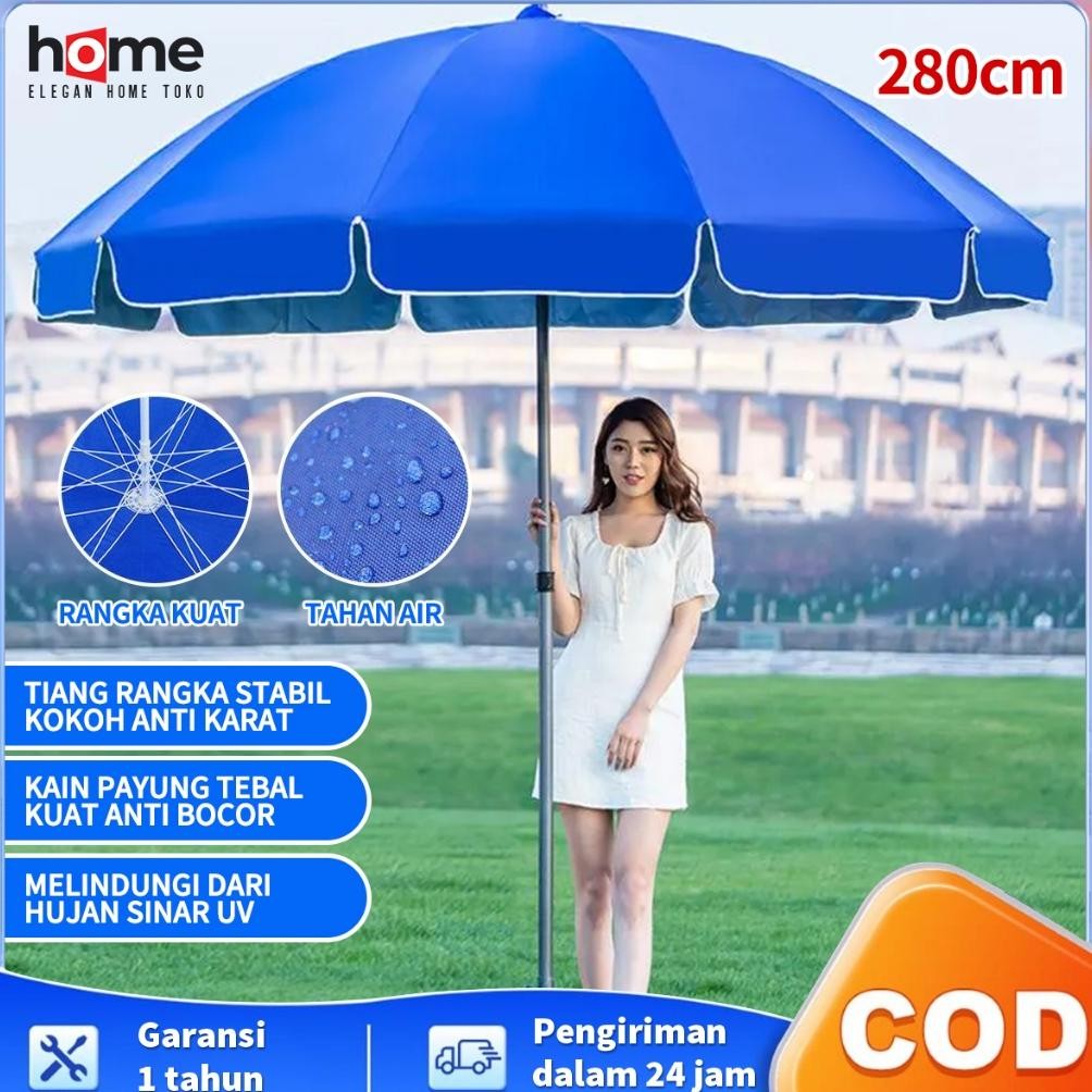 Ready stock Payung Tenda 180cm-280 cm Payung Jualan Lapak Tenda Payung Pantai Jumbo Besar dengan Sar
