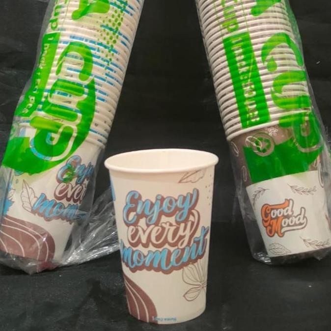 ```````] Paper cup motif 7 oz isi 50pc cup coffee 0430010