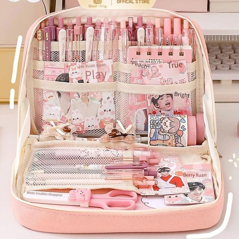 

Rt-342 8-Layer 12-Layer Super Large Capacity Pencil Case Kawaii Canvas Pencil Box Pen Pouch Organizer For Girls Back To School Stationery Supplies
