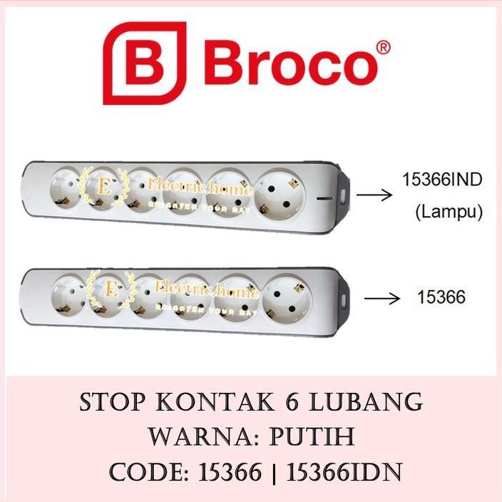 BROCO STOP KONTAK MIRING 6 LUBANG 15366 | 15366IND (LAMPU) HARGA GROSIR SNI ORIGINAL ORI MURAH