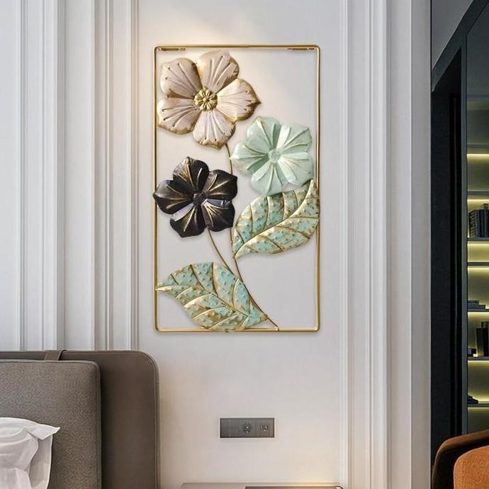 Diskon Hiasan Dinding Gantungan Dinding Besi Daun Emas Pajangan Dinding Daun Bunga Tropis