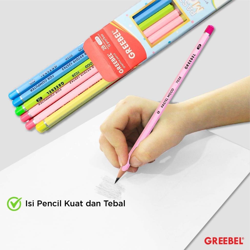 

GREEBEL Pensil 2B 7028 (12PCS/SET) / Pensil Kayu Pensil Tulis Gambar Pencil Grafite