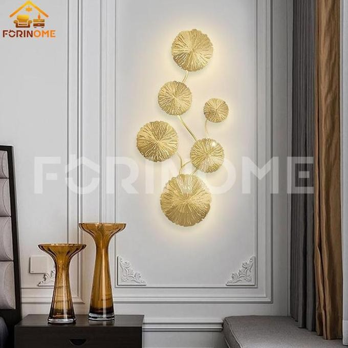 Lampu Dinding Minimalis Mewah Emas Lampu Hias Dinding kamar mewah Gaya Bentuk daun teratai Lampu Hia