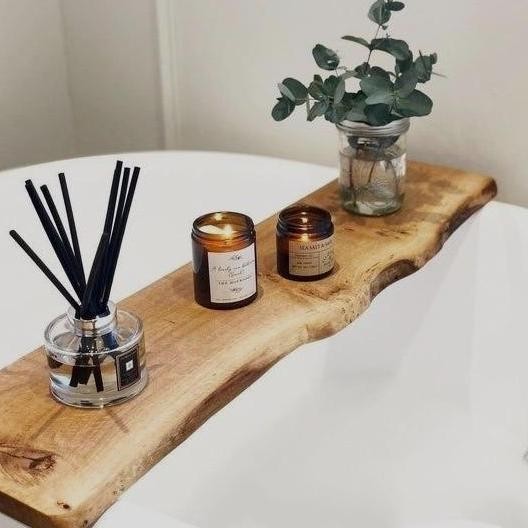 Meja Aksesoris Kamar Mandi Bathtub Spa Lulur Ambalan Kayu Dekorasi