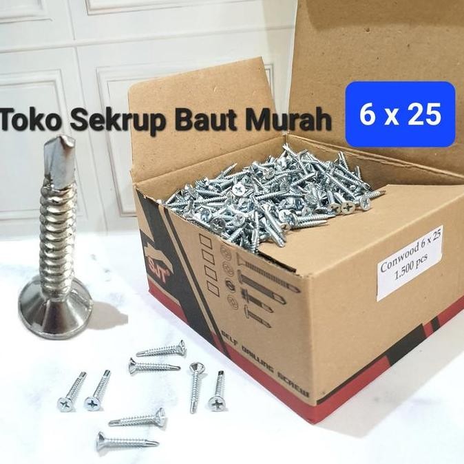 Sekrup Driling Sds FH GRC Calci 6x1"/Sekrup Conwood 6x25 / Sekrup Sds Kalsi 6 x 25