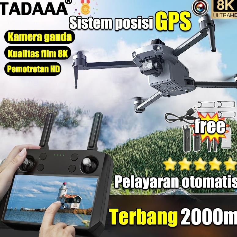 bisa terbang 500000 meter KKRC Drone Camera 3 baterai 8K E99 PRO 2 kamera GPS WIFI FPV penghindaran 