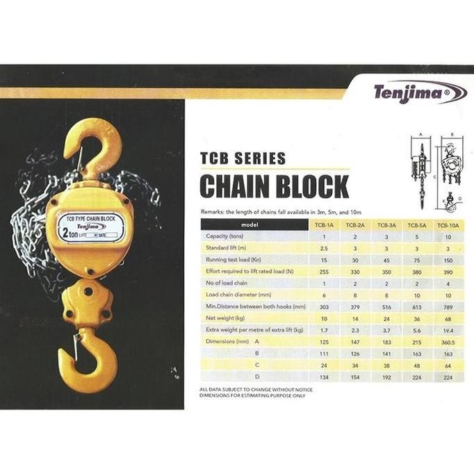 . CHAIN BLOCK 2 TON 10 METER TAKEL 2 TON 10 METER Tenjima