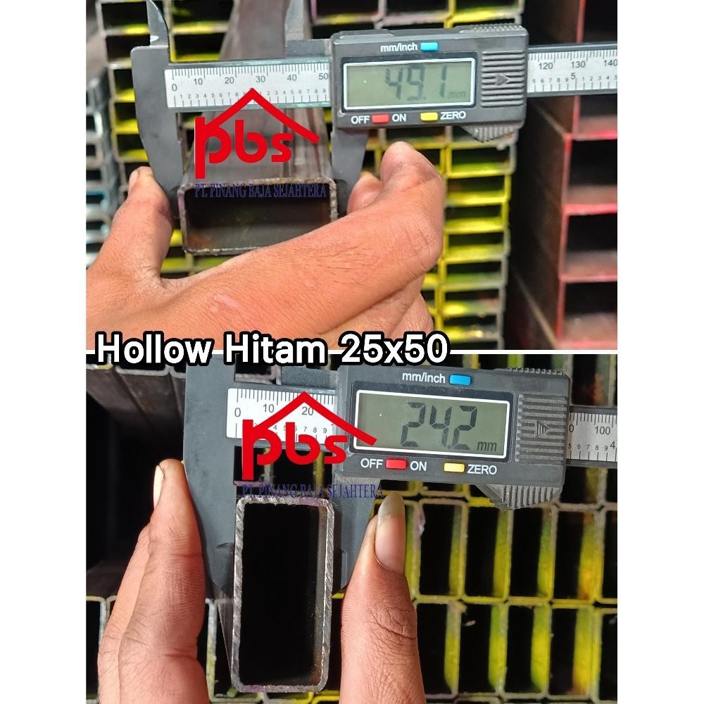 NEW!!! [KARGO] BESI HOLLOW HITAM 2.5cm x 5cm (25x50) x 6 meter, Tebal 1.4mm 1.7 mm 2.0mm / HOLO KOTA