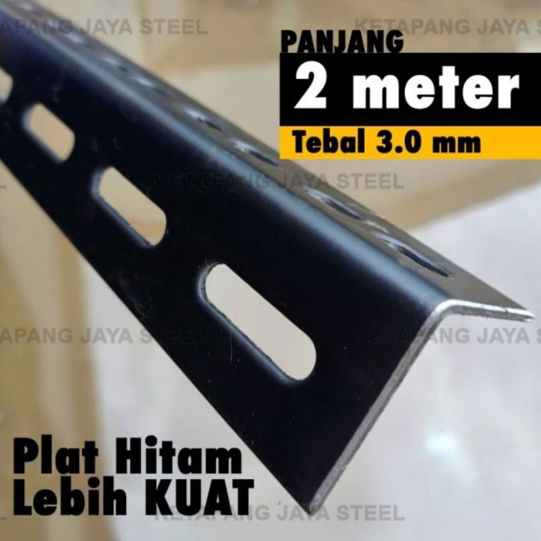 NEW Besi Siku Lubang Hitam 3mm, 2 meter SANGAT KUAT & MURAH (BELUM DICAT)
