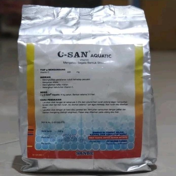 Terlaris C-San Aquatic Sanbe Farma 500 Gram/Vitamin C Ikan