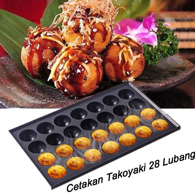 HJK Cetakan Takoyaki Cetakan Takoyaki 28 Lubang No-Stick Baking Tray Cetakan Takoyaki Anti Lengket K