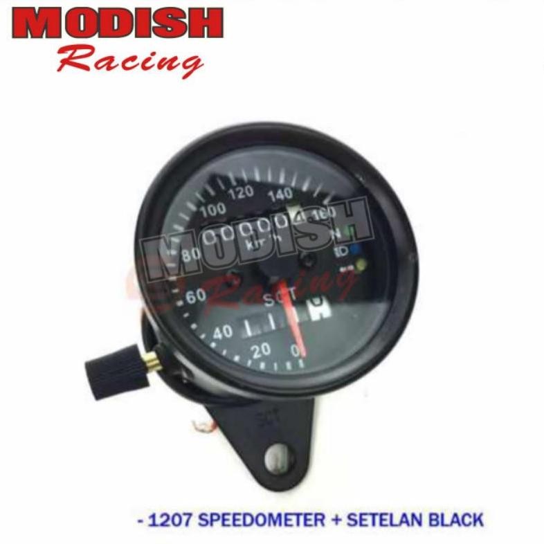 Speedometer Black Indikator Lampu / SpeedoMeter Chrome / RPM Digital + Bensin Universal Semua Motor