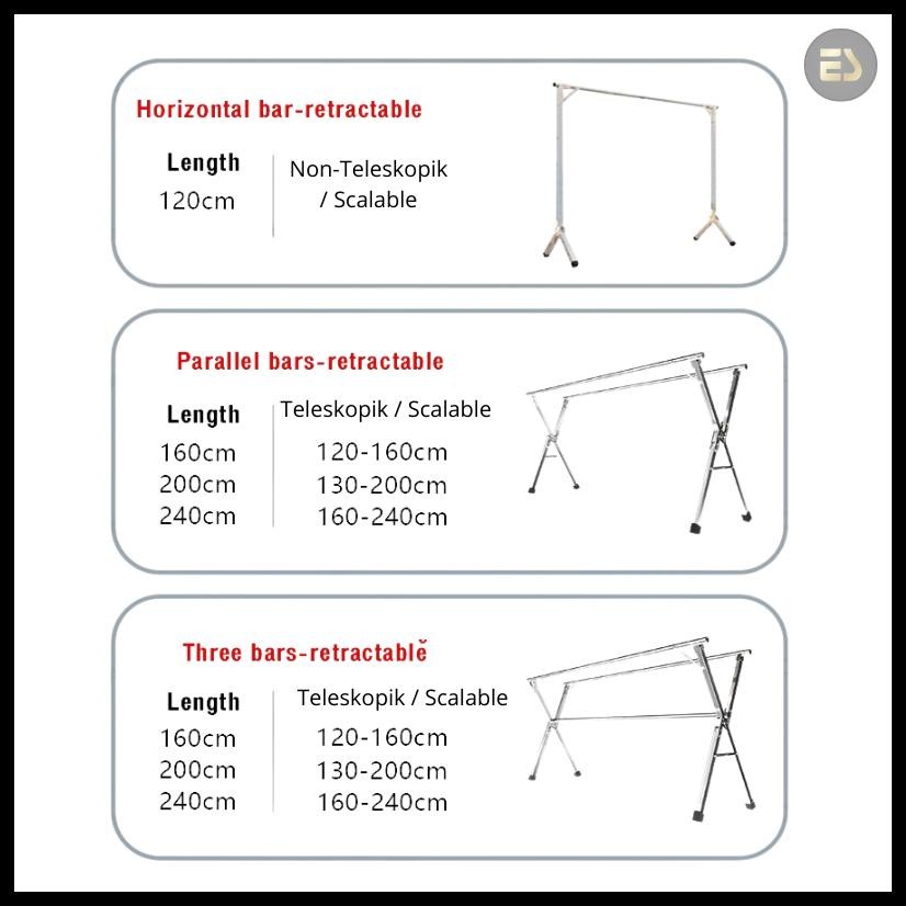 ES JEMURAN BAJU LIPAT TIANG JEMURAN PAKAIAN KUAT TEMPAT JEMURAN BAJU PORTABLE GANTUNGAN BAJU