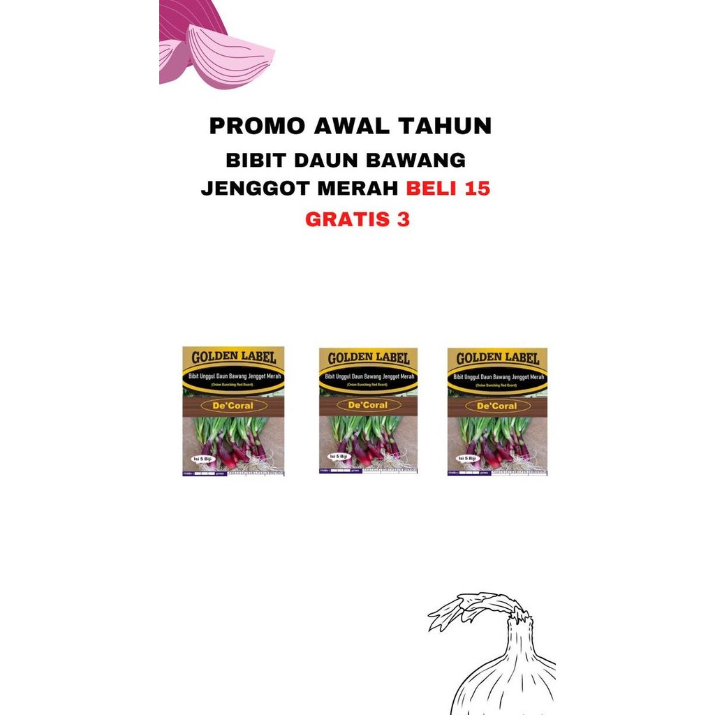 

Terlaris Promo Paket Awal Tahun Bibit Daun Bawang Jenggot Merah Beli 15 Gratis3