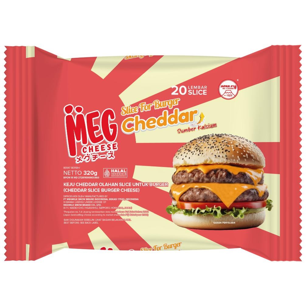 

MEG Cheddar Cheese Slice for Burger isi 20 - Keju Slice nUg