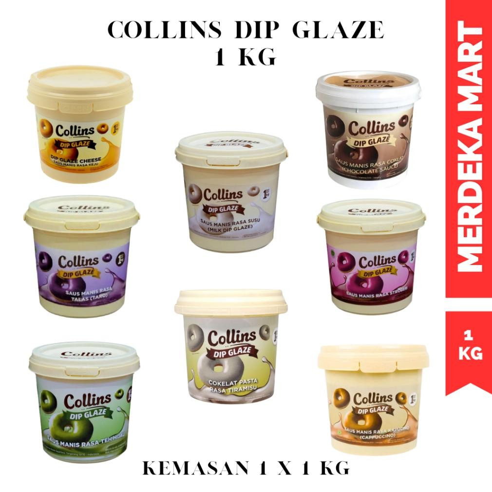 

Collins Dip Glaze 1kg Selai Rasa Coklat, Tiramisu, Taro, Strowberry Topping Kue Donat Pisang AST nUg
