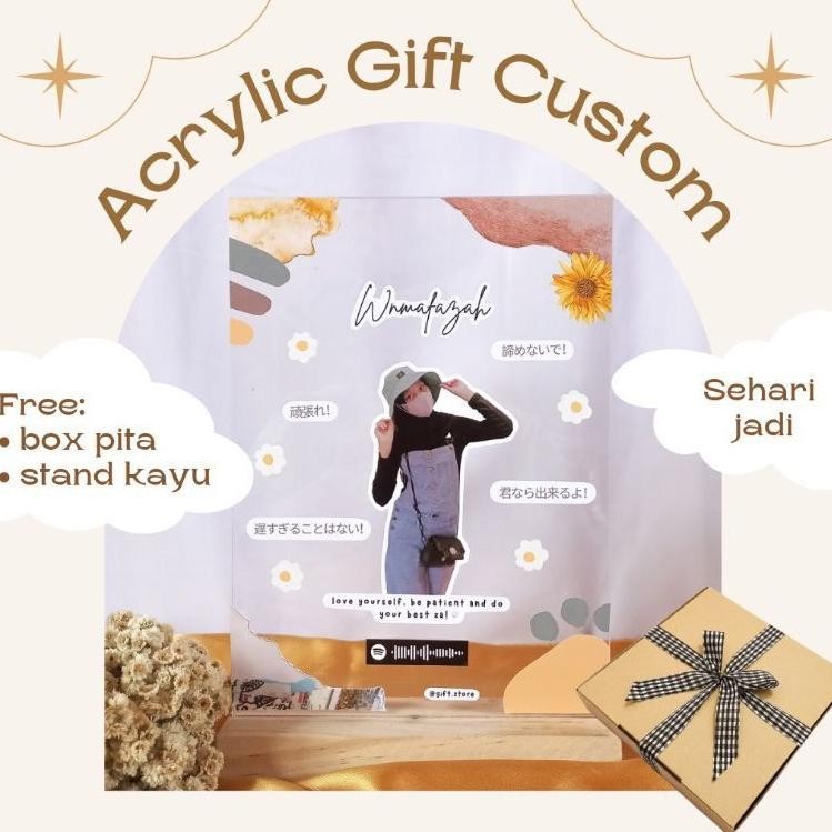 

ACRYLIC GIFT CUSTOM +BOX PITA, KADO HARI GURU, VALENTINE, SIDANG, WISUDAH, ULTAH, NIKAH (SEHARI JADI) nUg