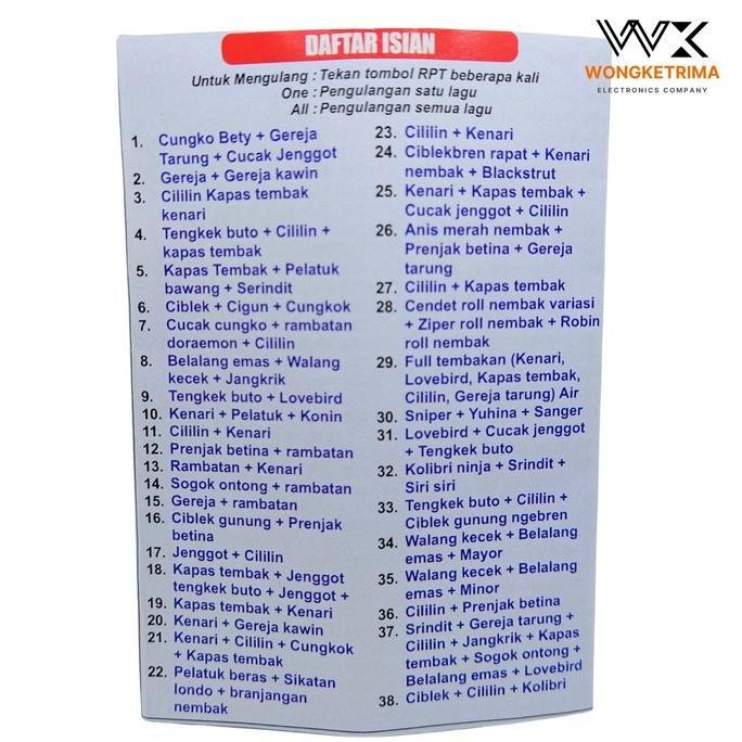 Memory Masteran Burung Moncer Mania Koncer Pro Moncer Go Isi 342 Suara New Stok