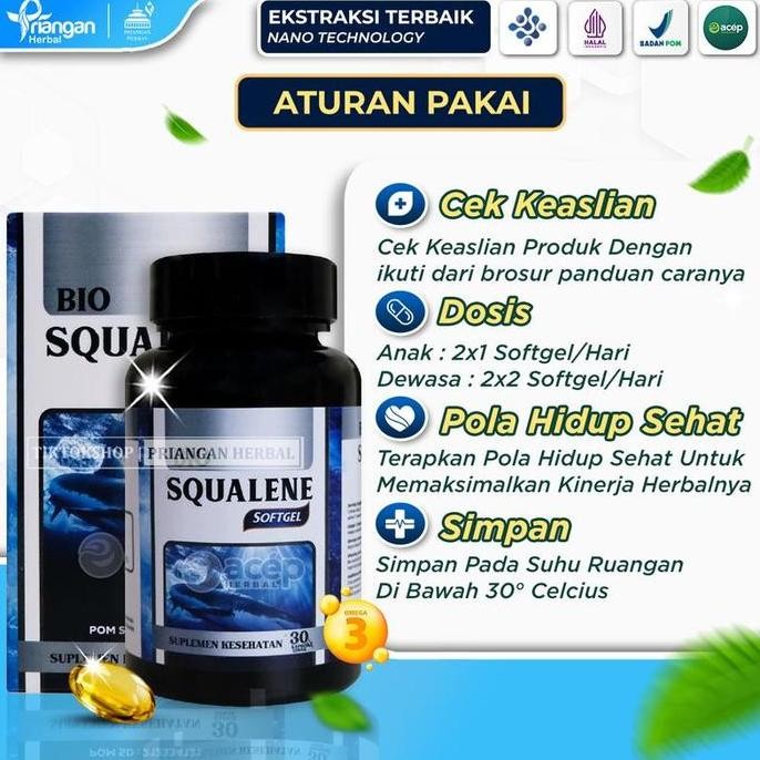 

Terlaris Priangan Herbal - Bio Squalene Vitamin Dha Omega 3 Herbal Esktrak Minyak Ikan Hati Hiu Isi 30 Softgel Mv