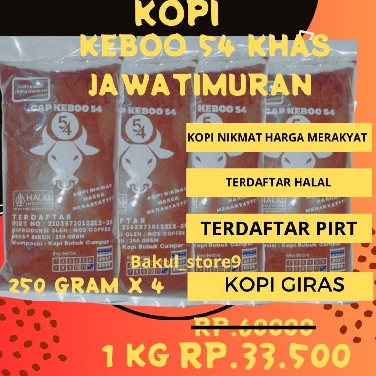 

Kopi Bubuk 54 Murni 1kg / Satu Kilo Coffee Tubruk Jawatimuran Rasa Dan Aroma Mantap AST nUg