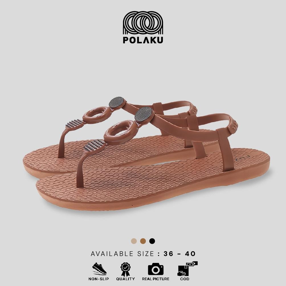 PLK TG1606 Sandal Jepit Tali Wanita/Sandal Pantai Cantik Bohemian Segita/Bulat