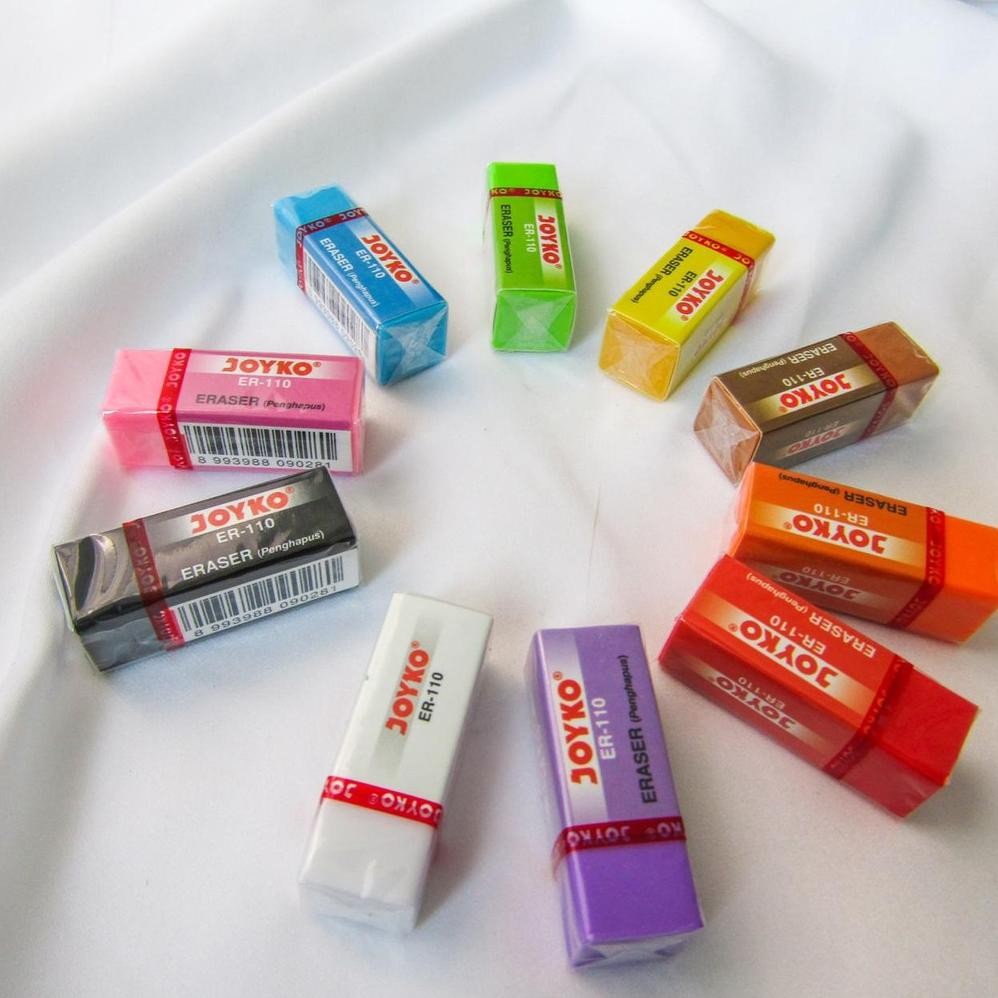 

RB 1 BOX ISI 40 KARET PENGHAPUS JOYKO ER 110 WARNA WARNI READY GROSIR COD
